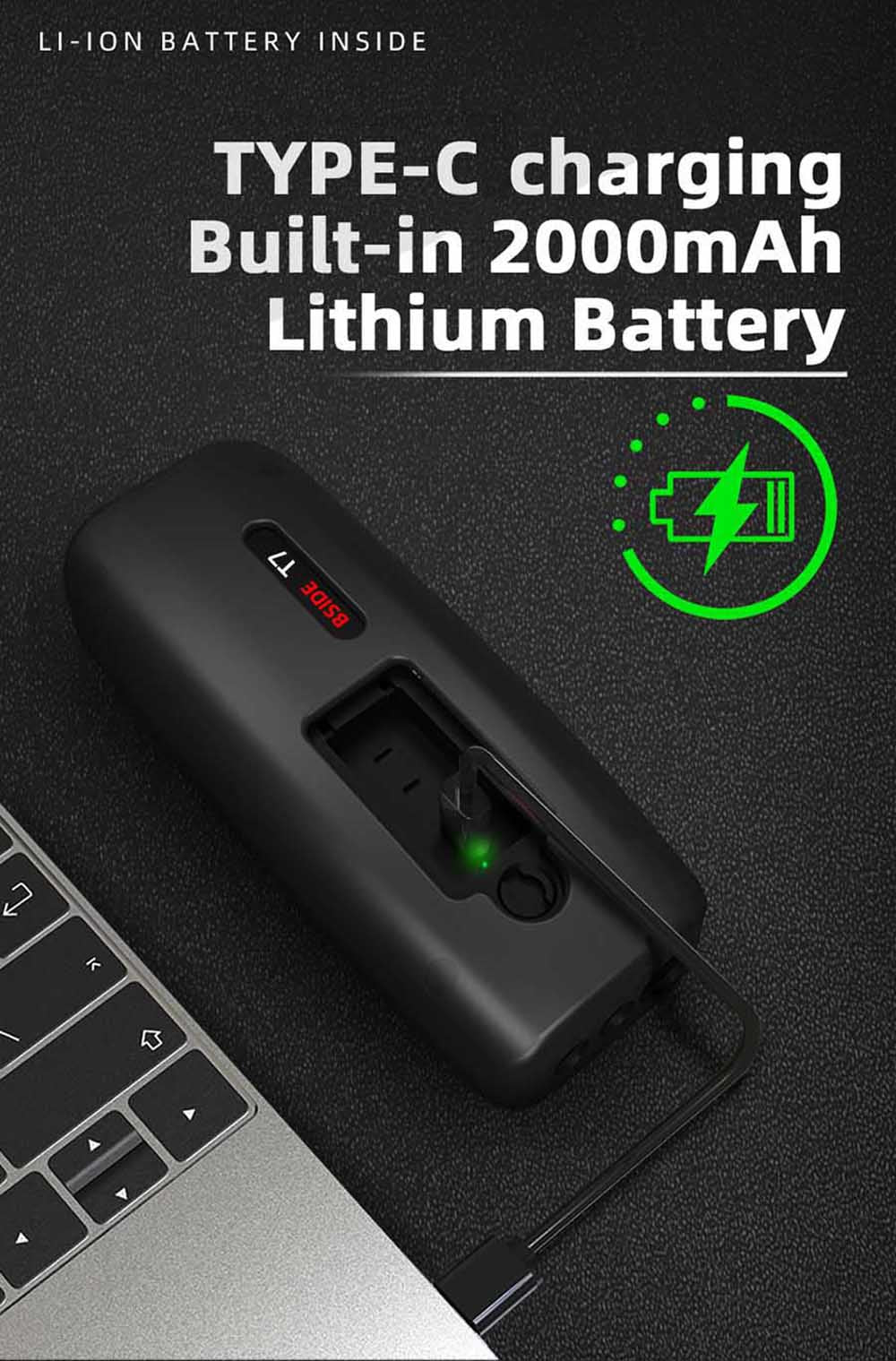 Ultrazvukový tloušťkoměr BSIDE T7, měřicí rozsah 0,01–300 mm, 2,8palcový barevný TFT displej, s funkcí svítilny, lithiová baterie 2000 mA, šedý