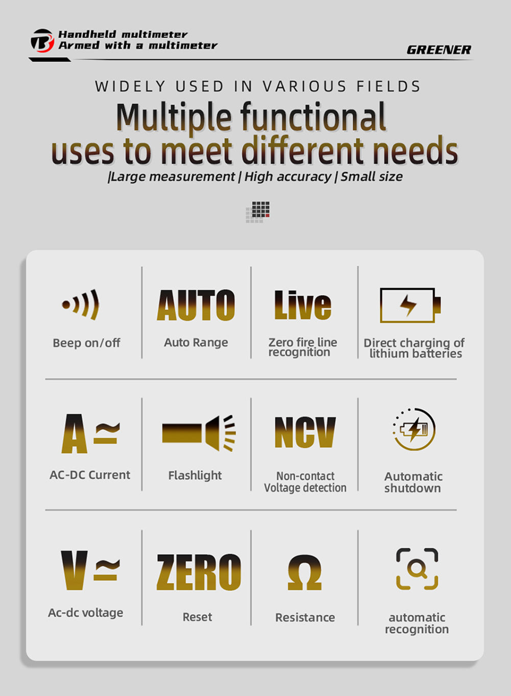 Digitální klešťový multimetr BSIDE U0, elektrický testovací pero, 6000 číslic, True RMS měřič typu U, barevný displej