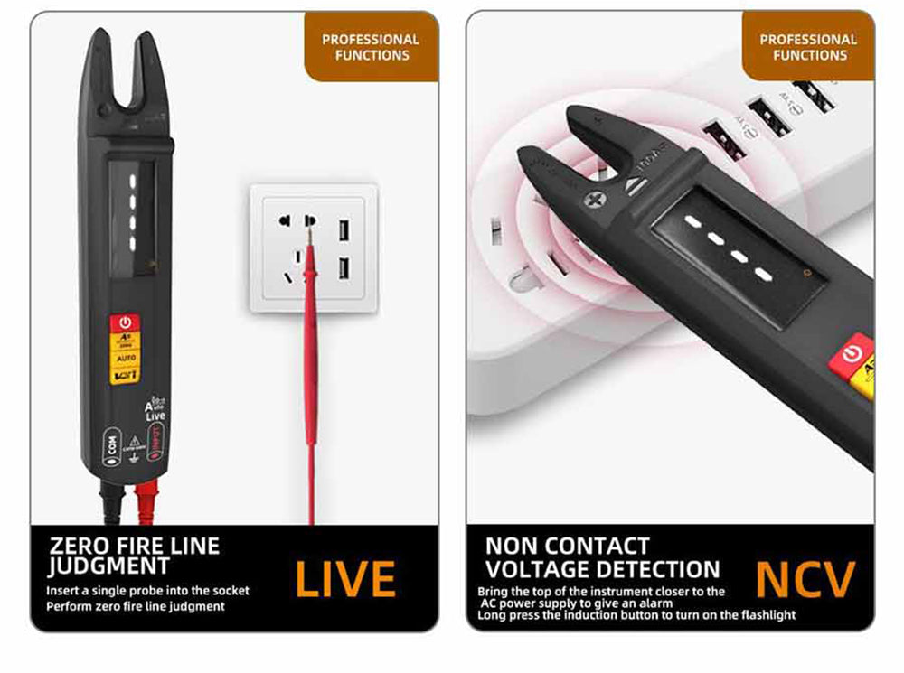 Digitální klešťový multimetr BSIDE U0, elektrický testovací pero, 6000 číslic, True RMS měřič typu U, barevný displej