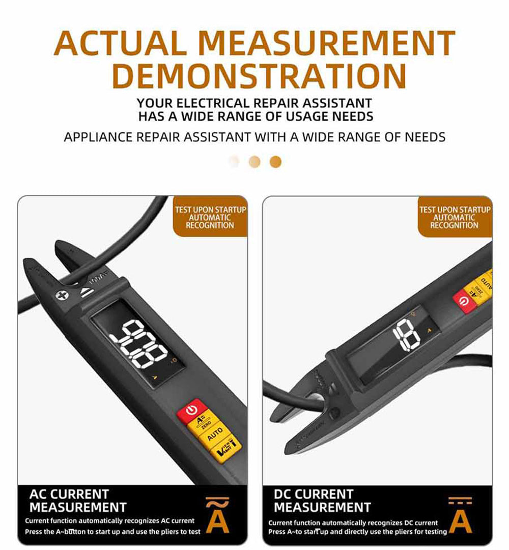 Digitální klešťový multimetr BSIDE U0, elektrický testovací pero, 6000 číslic, True RMS měřič typu U, barevný displej