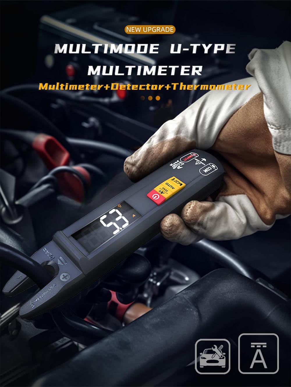 Digitální klešťový multimetr BSIDE U1, elektrický tester, jasná LED svítilna, kleště DC/AC 100A, T-RMS proud