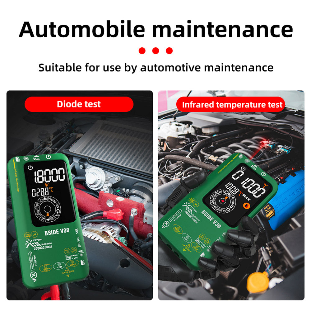 Fotovoltaický multimetr BSIDE V30, vysoké napětí 1500 V, T-RMS, 20 000 číslic, LCD displej, elektronická údržba, test stejnosměrného proudu, infračervené měření teploty