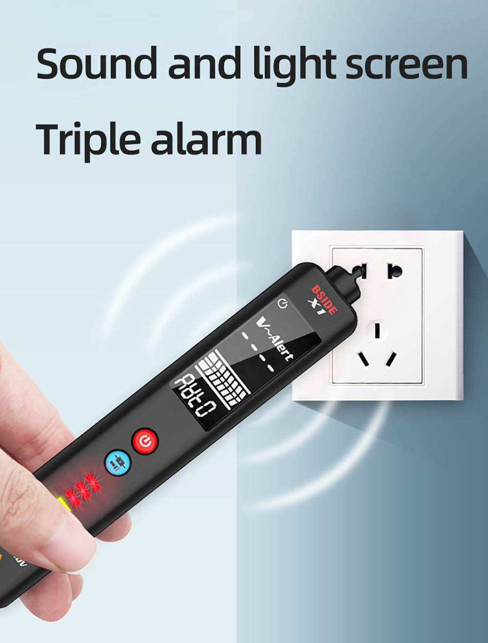 BSIDE X1 Inteligentní detektor napětí, multimetr, elektrické pero, kontrola bodu zlomu, velký LCD displej, svítilna, měřič napětí pod napětím, Hz-ohm, NCV, bez baterií