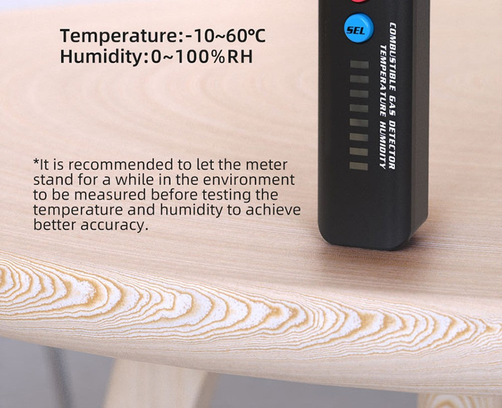 Digitální vlhkoměr, detektor plynu BSIDE X4A, analyzátor hořlavých plynů, tester teploty a vlhkosti, se zvukovým a vizuálním alarmem, LCD displejem, bez baterií, s brašnou