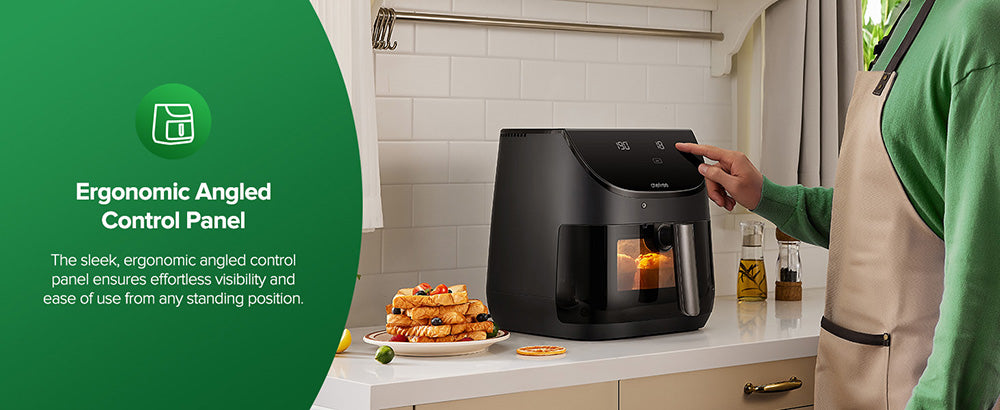 Horkovzdušná fritéza CHEFREE AF500 1700W 6,5L, s inteligentním teploměrem, 8 režimy vaření v 1, rychlý ohřev na 230℃, připomenutí protřepání - černá