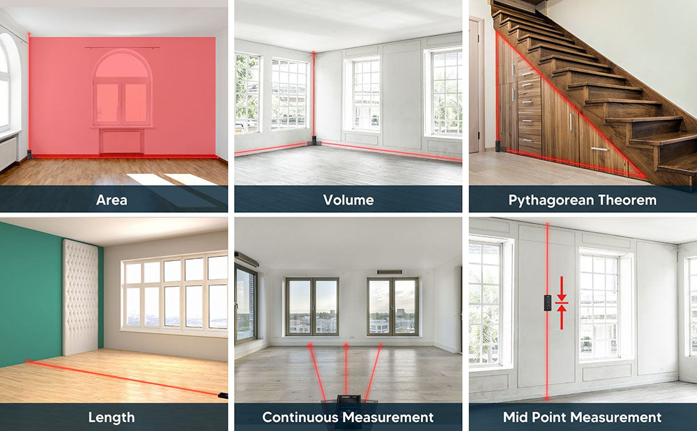 CIGMAN CD-60 Bilaterální laserový dálkoměr, 393 stop/120 m bilaterální měření, s více jednotkami m/palců/stop