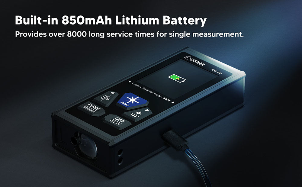 CIGMAN CD-60 Bilaterální laserový dálkoměr, 393 stop/120 m bilaterální měření, s více jednotkami m/palců/stop