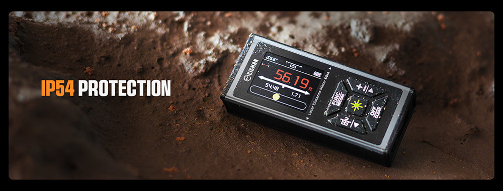 CIGMAN CD-60G Bilaterální zelený laserový měřič dojezdu 120 m, s více jednotkami ve stopách/palcích/metrech, dobíjecí baterie 850 mAh