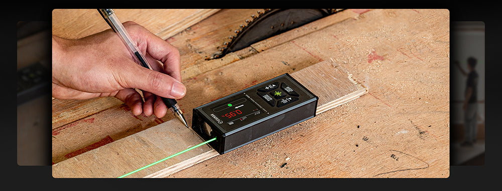 CIGMAN CD-60G Bilaterální zelený laserový měřič dojezdu 120 m, s více jednotkami ve stopách/palcích/metrech, dobíjecí baterie 850 mAh