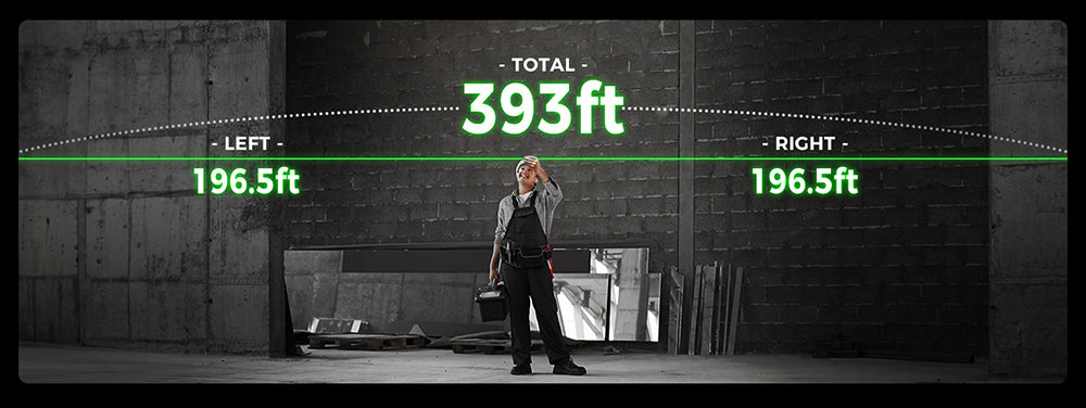 CIGMAN CD-60G Bilaterální zelený laserový měřič dojezdu 120 m, s více jednotkami ve stopách/palcích/metrech, dobíjecí baterie 850 mAh