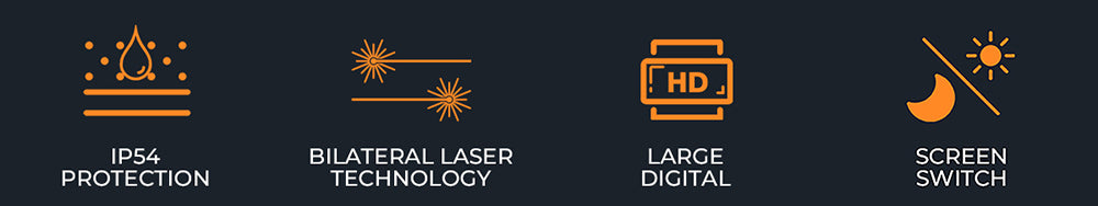 CIGMAN CD-60R 393Ft/120M Bilaterální červený laserový měřič, LCD displej, s 6 jednotkami Ft/in/M, úhlovým senzorem, režimem vícenásobného měření, magnetickým zadním krytem