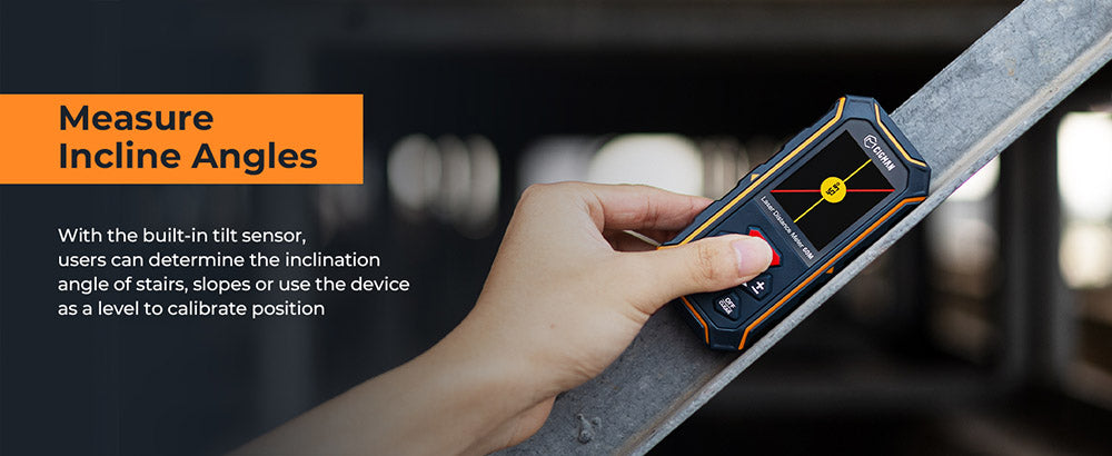 CIGMAN CD-60R 393Ft/120M Bilaterální červený laserový měřič, LCD displej, s 6 jednotkami Ft/in/M, úhlovým senzorem, režimem vícenásobného měření, magnetickým zadním krytem