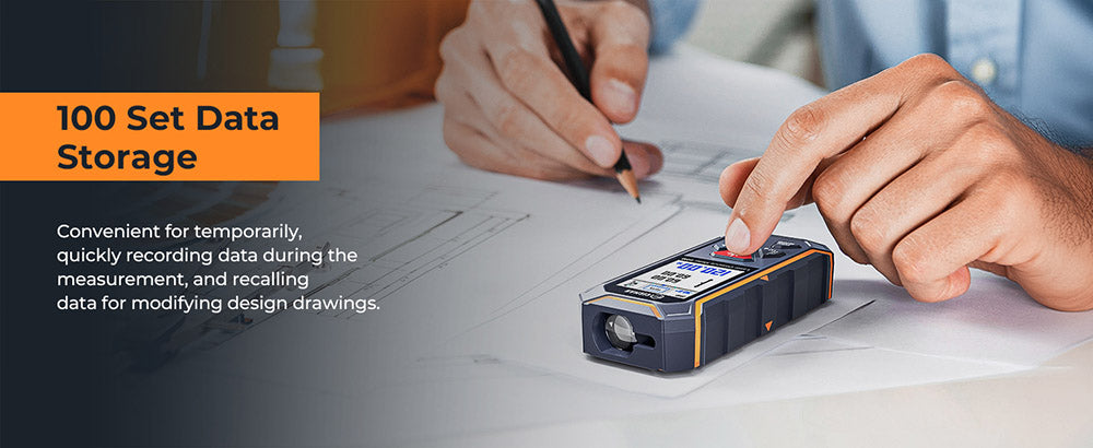 CIGMAN CD-60R 393Ft/120M Bilaterální červený laserový měřič, LCD displej, s 6 jednotkami Ft/in/M, úhlovým senzorem, režimem vícenásobného měření, magnetickým zadním krytem