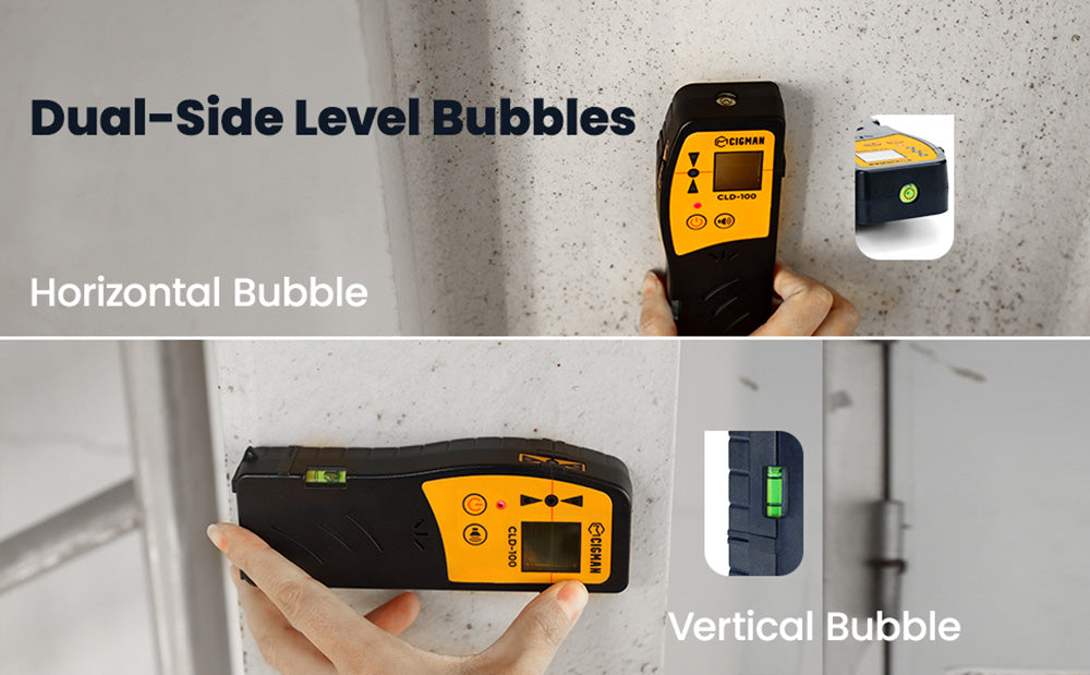 Laserový přijímač CIGMAN CLD-100, 3 boční kontrolky, pracovní dosah 50 m/164 stop, automatické vypnutí po 10 minutách, vhodný pro červený a zelený paprsek, nastavitelný bzučák, s lamelovou svorkou a 9V baterií