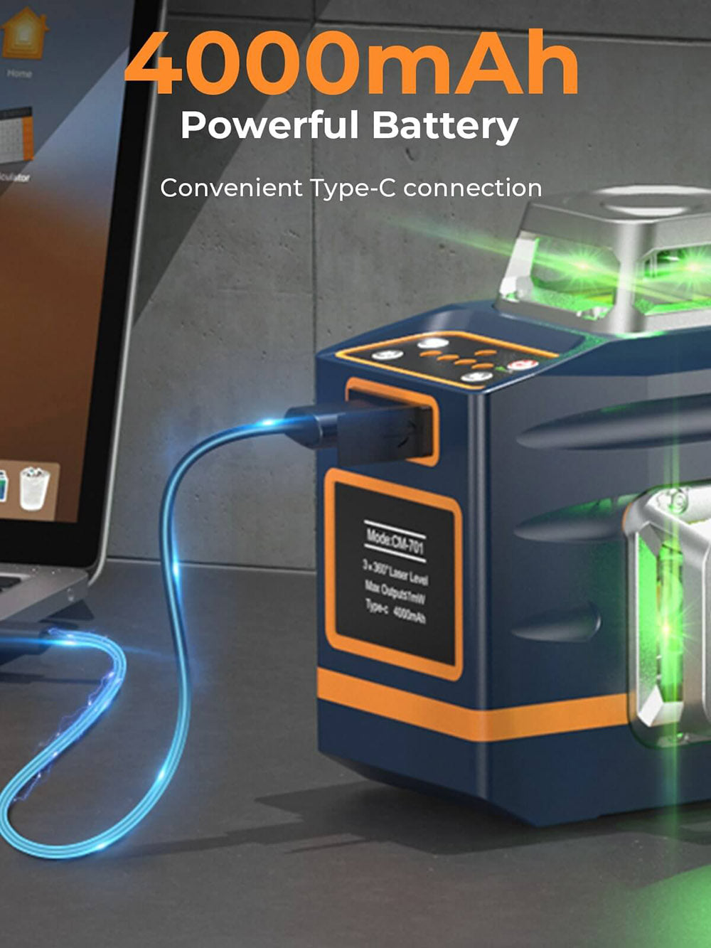 CIGMAN CM-701T 3x360° laserový nivelační přístroj se stativem 1,5 m, dálkovým ovládáním, samonivelací, baterií 4000 mAh