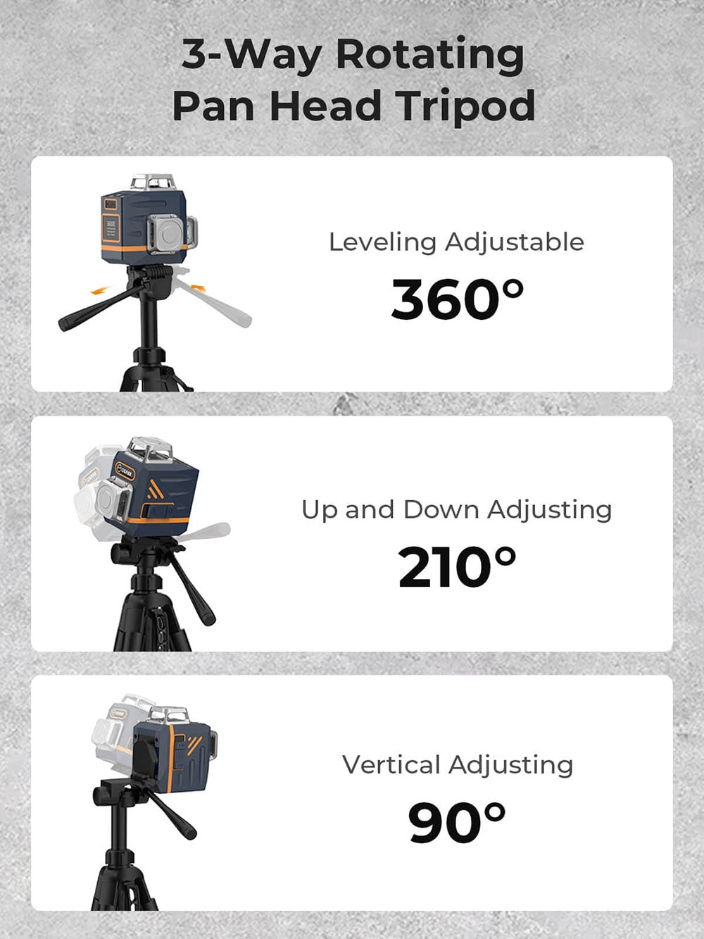 CIGMAN CM-701T 3x360° laserový nivelační přístroj se stativem 1,5 m, dálkovým ovládáním, samonivelací, baterií 4000 mAh