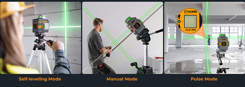 CIGMAN CM-S01 12řádkový laserový nivelační přístroj, s ovládáním přes aplikaci, 3x360°, samonivelace a manuální režim, plynulé stmívání, max. doba používání 30 hodin, vodotěsnost IP54