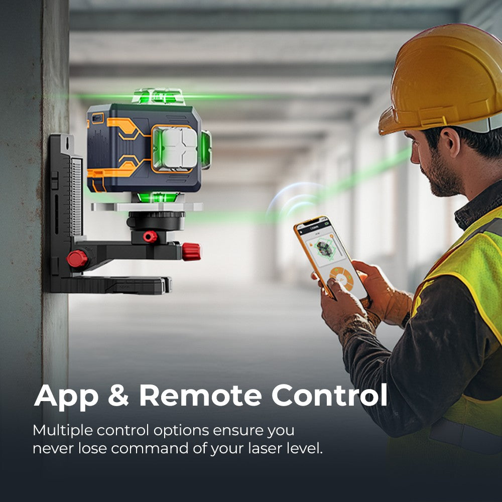CIGMAN CM-S02 laserový nivelační přístroj 4x360° 16 řádků, ovládání přes aplikaci, LCD displej, ultra doba chodu 40 hodin