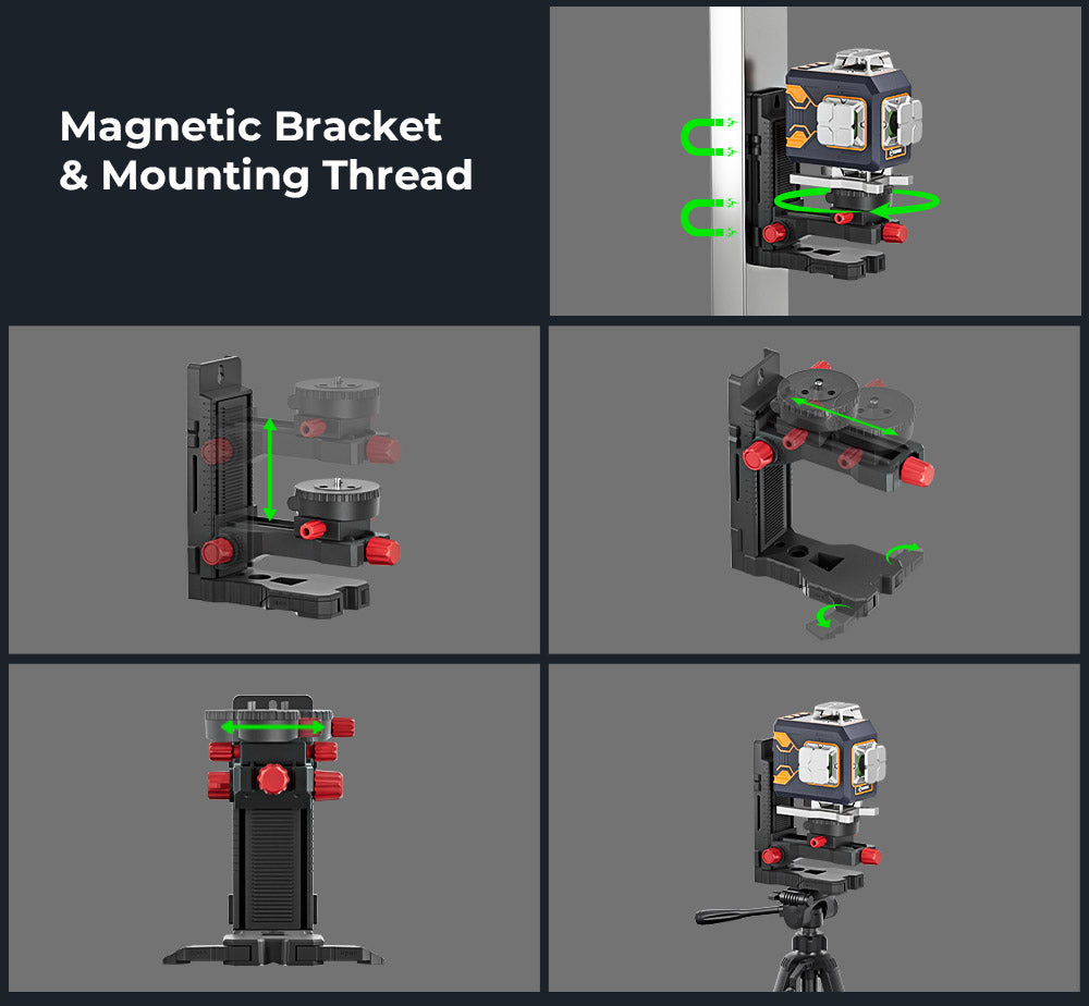 CIGMAN CM-S02 laserový nivelační přístroj 4x360° 16 řádků, ovládání přes aplikaci, LCD displej, ultra doba chodu 40 hodin
