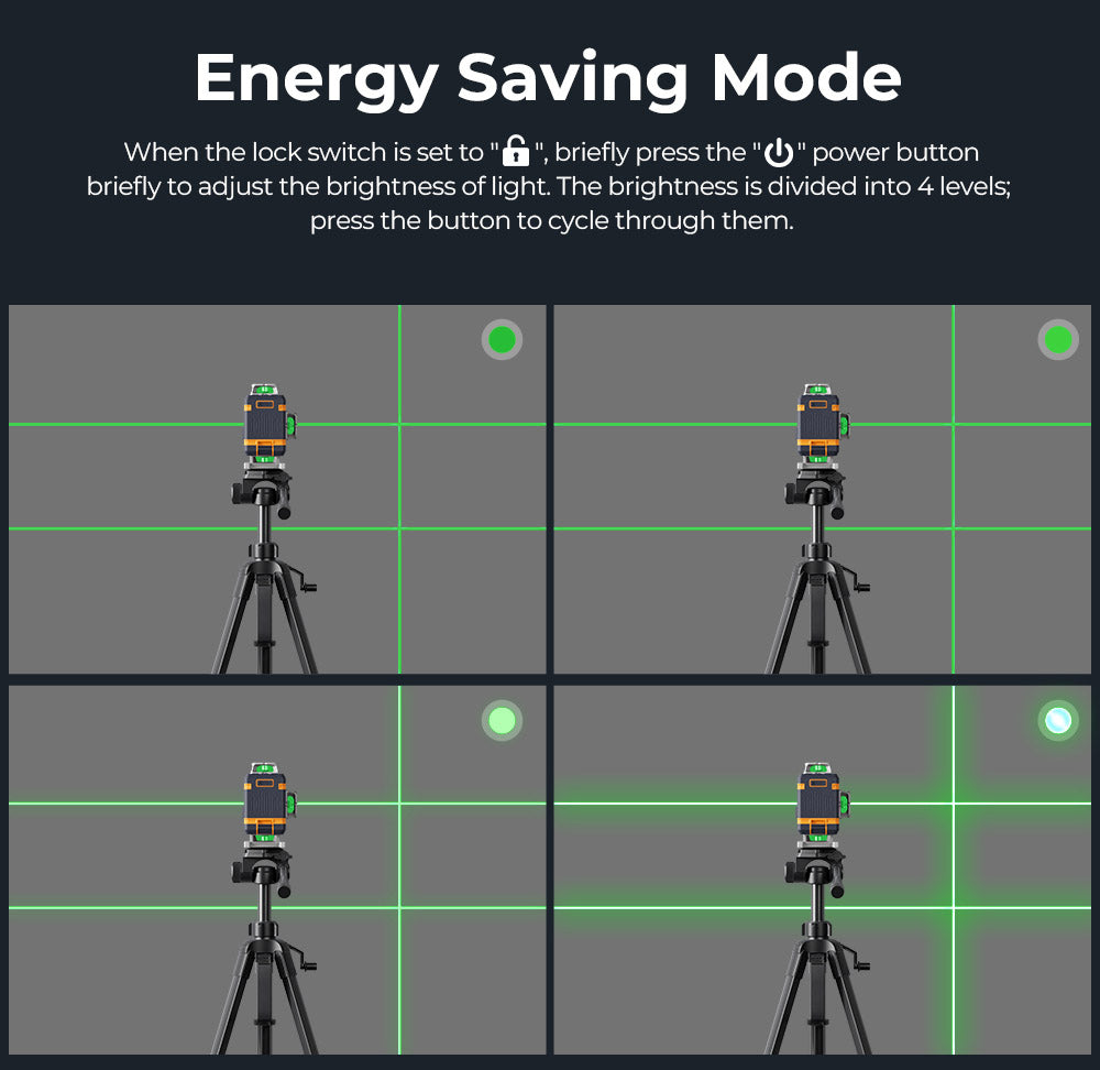 CIGMAN CM-S02 laserový nivelační přístroj 4x360° 16 řádků, ovládání přes aplikaci, LCD displej, ultra doba chodu 40 hodin