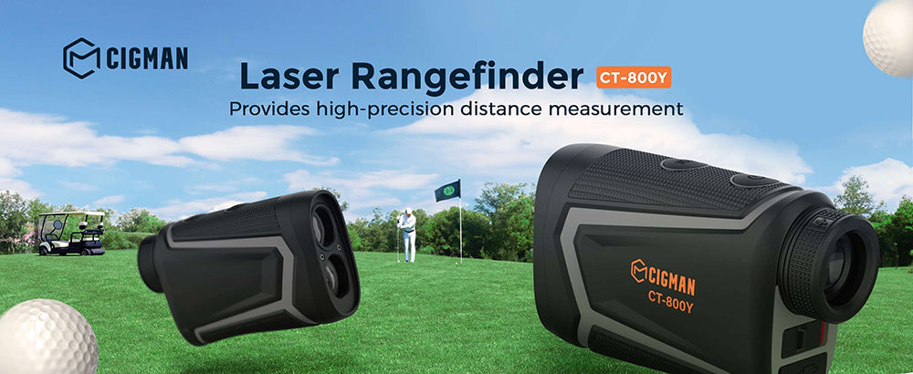 Golfový dálkoměr CIGMAN CT-800Y 800m, s 6násobným zvětšením, vibračním zámkem na stožáru, magnetickým popruhem, dobíjecím přes USB