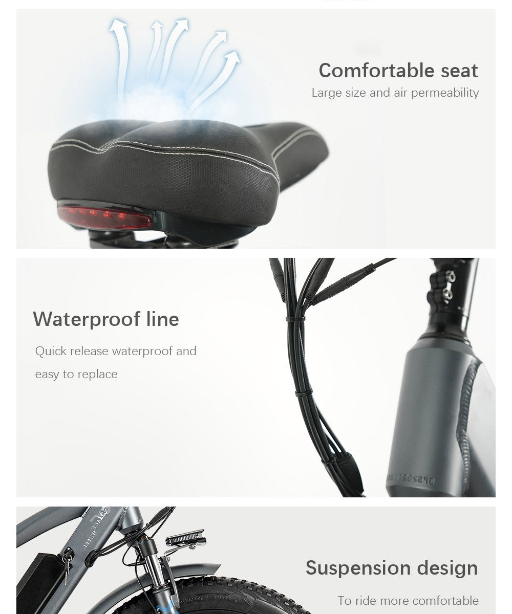 Elektrokolo CMACEWHEEL J26, pneumatiky CST 26*4,0", motor 750 W, maximální rychlost 45 km/h, baterie 17 Ah, kotoučová brzda, maximální nosnost 150 kg - černé