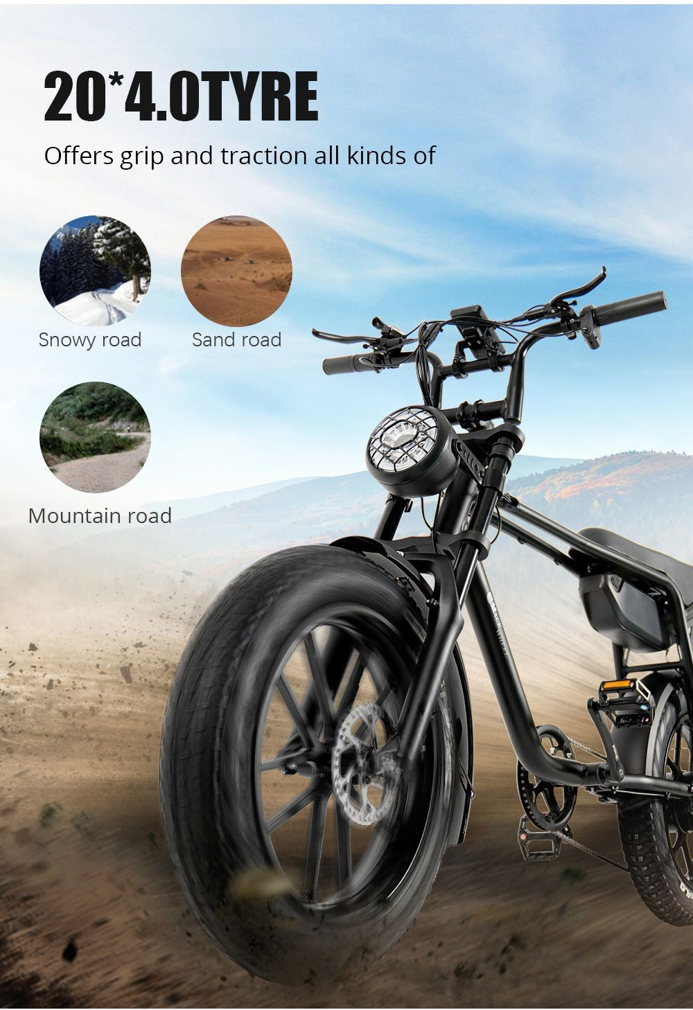 Elektrické kolo CMACEWHEEL K20, 20*4,0 palce, pneumatiky CST, motor 750 W, maximální rychlost 40–45 km/h, baterie 48 V 17 Ah, dojezd 70 km