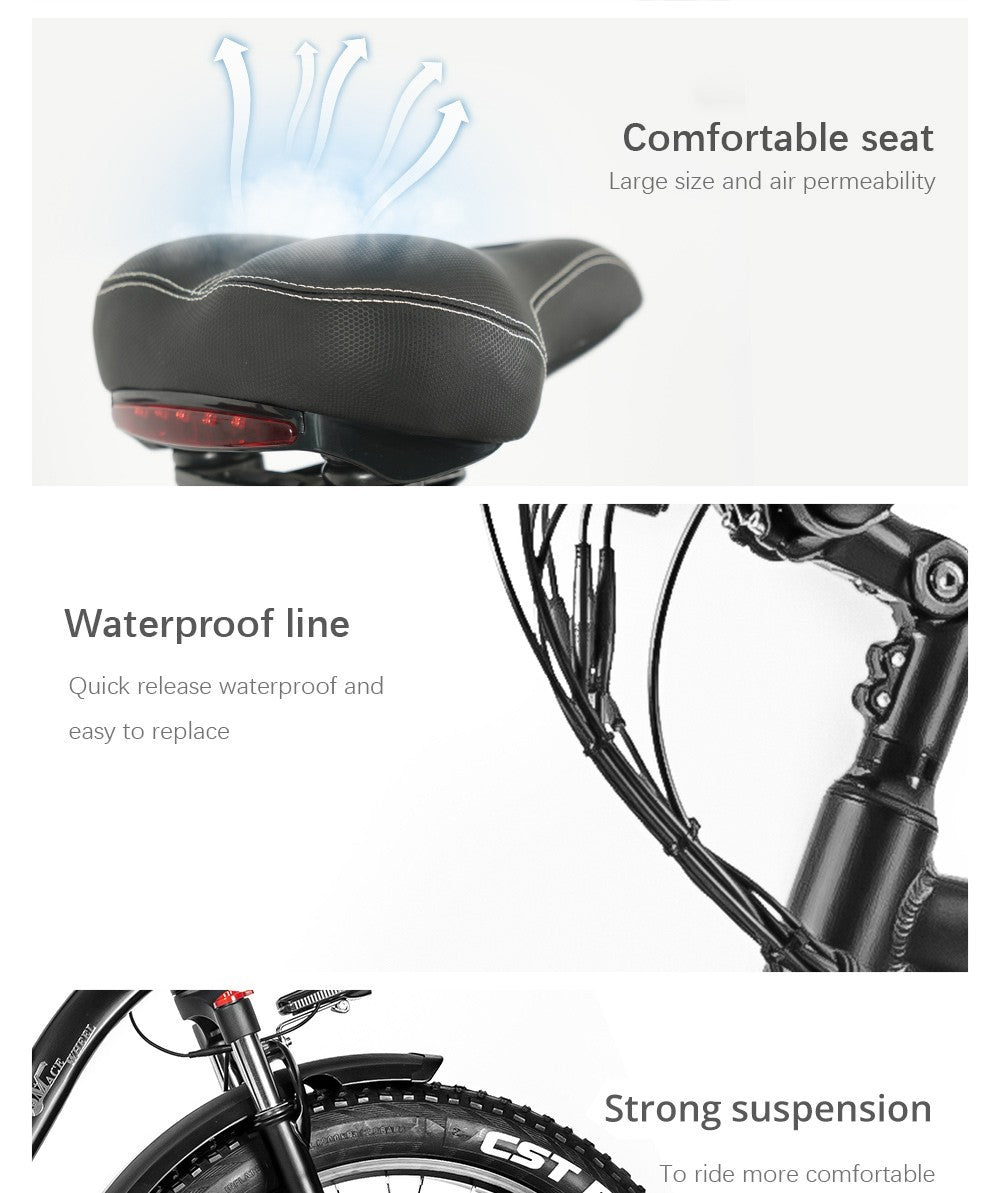 Elektrické kolo CMACEWHEEL M26 26*4,0 palce CST Fat Tire 750W motor 40-45 km/h maximální rychlost 48V 17Ah baterie dojezd 110 km - šedé