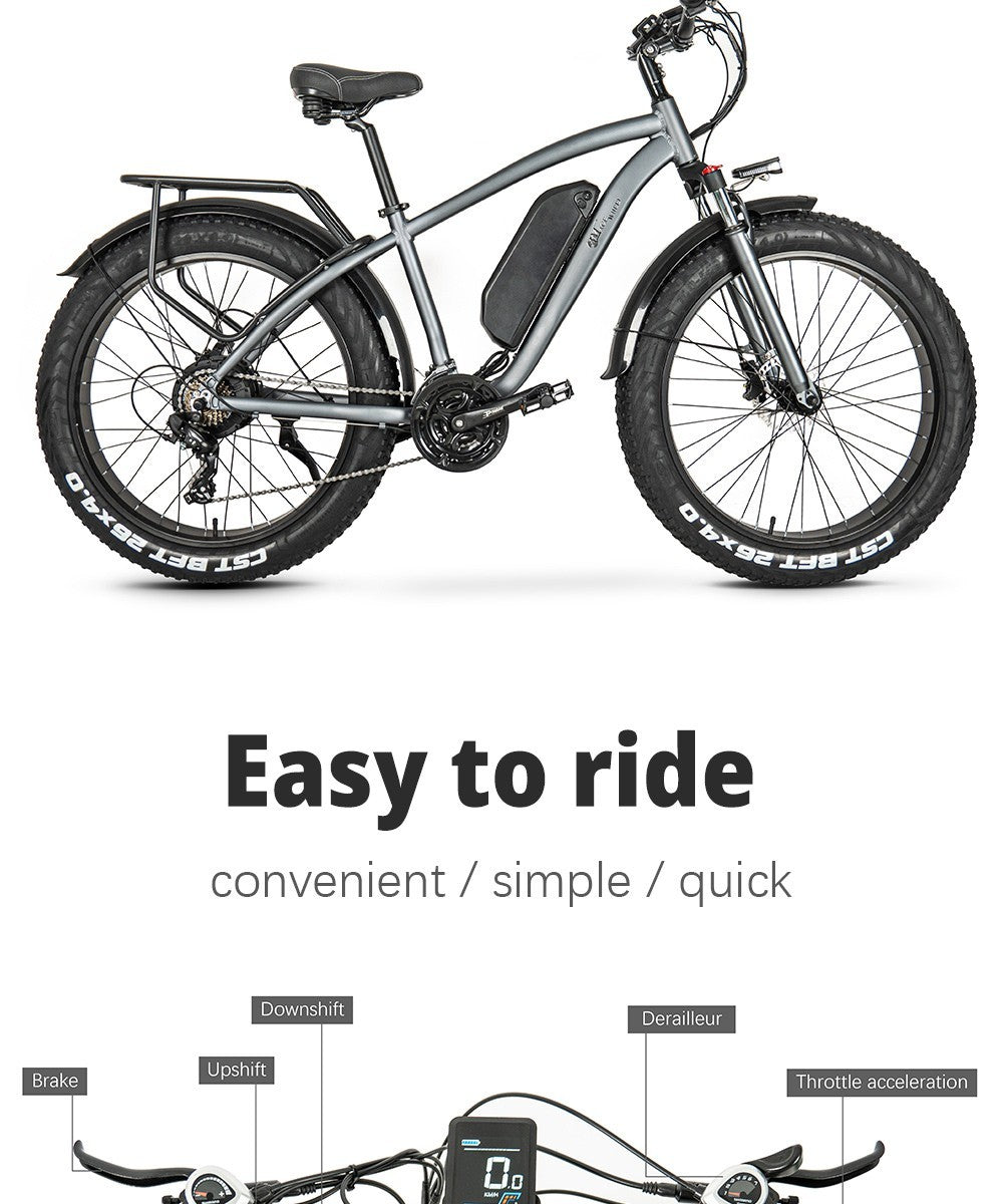 Elektrické kolo CMACEWHEEL M26 26*4,0 palce CST Fat Tire 750W motor 40-45 km/h maximální rychlost 48V 17Ah baterie dojezd 110 km - šedé