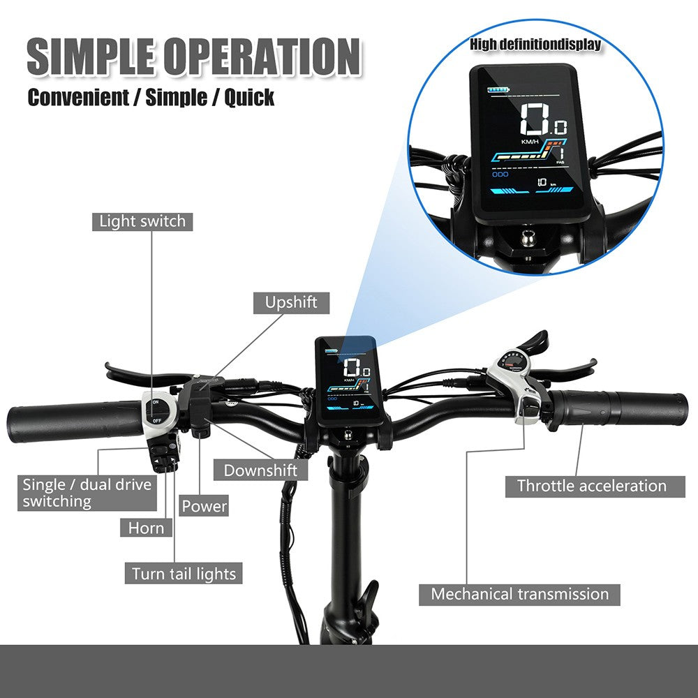 Elektrické skládací kolo CMACEWHEEL RX20, pneumatiky 20*4,0 palce, motor 750 W, maximální rychlost 40–45 km/h, baterie 17 Ah, hydraulická brzda