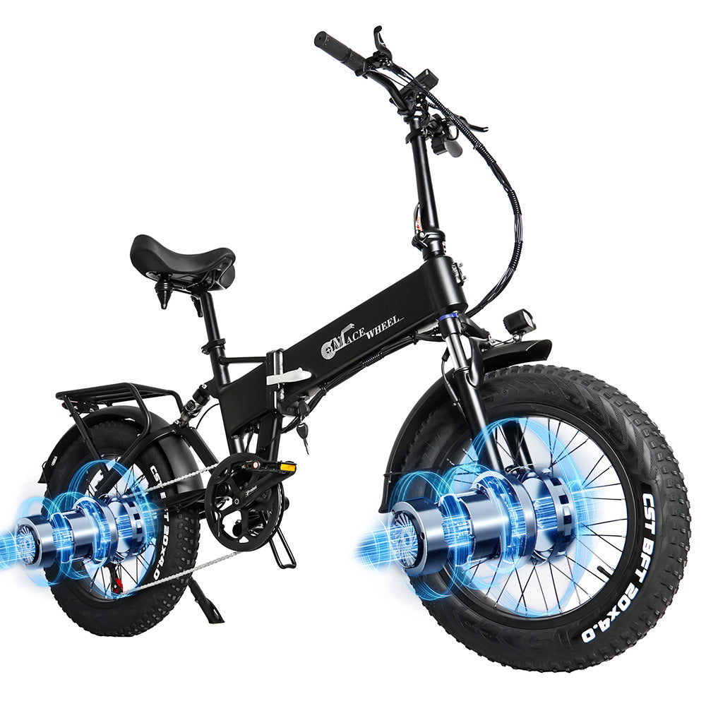 CMACEWHEEL RX20 MAX Electric Bike 20*4.0 inch CST Fat Tire Dual 750W Motor 45km/h Max Speed 110km Max Range 48V 17Ah Battery 150kg Load Hydraulic Brake