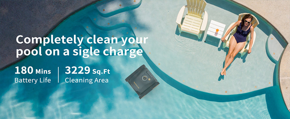 Bezdrátový robotický čistič bazénů CoasTeering Nebula, doba provozu 180 minut, lezení po stěnách a čištění vodní hladiny, bezkartáčové motory, chytrá navigace, čištění zapuštěných bazénů do 3229 čtverečních stop