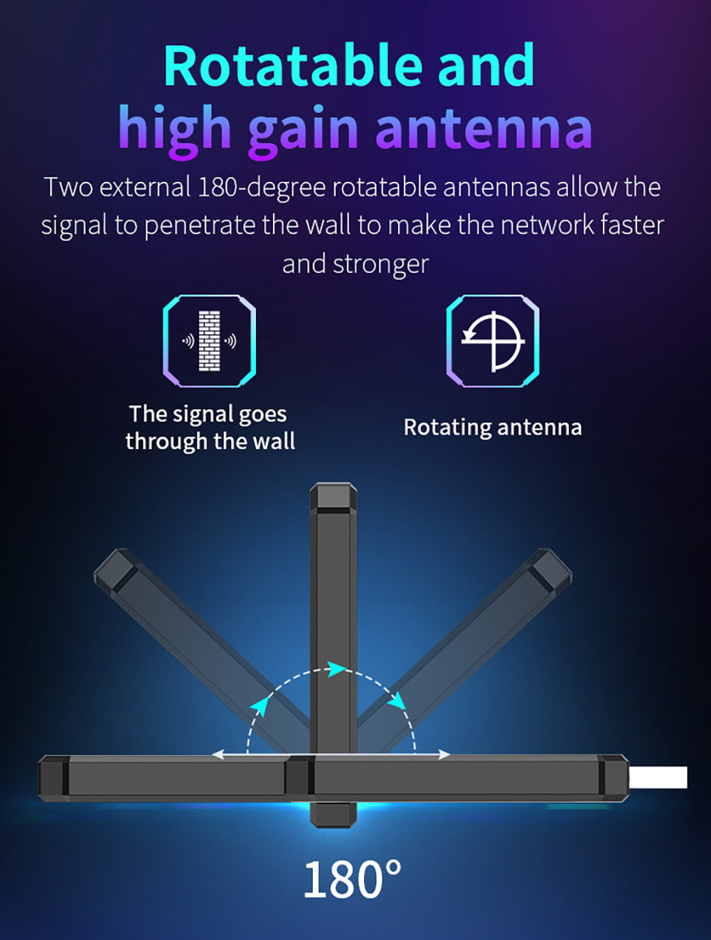 Bezdrátový herní adaptér COMFAST CF-972AX WiFi 6, třípásmový 5374 Mbps USB 3.0, ovladač zdarma, WiFi dongle, podporuje režim AP