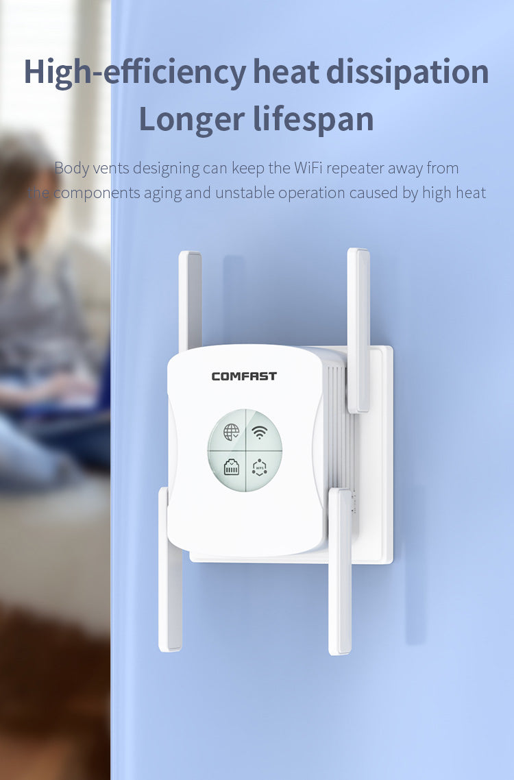 Bezdrátový router COMFAST CF-XR183, opakovač signálu až 1200 m, 4 antény 2 dBi, opakovač WiFi signálu, WiFi 6 - US