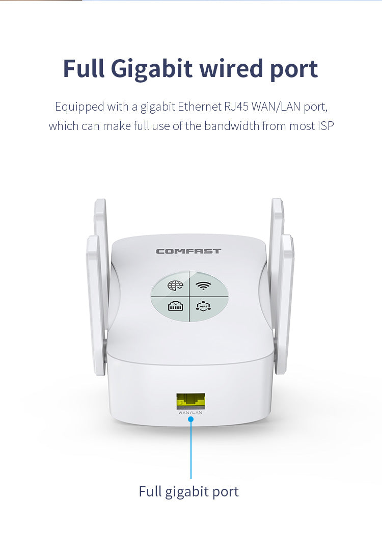 Bezdrátový router COMFAST CF-XR183, opakovač signálu až 1200 m, 4 antény 2 dBi, opakovač WiFi signálu, WiFi 6 - US