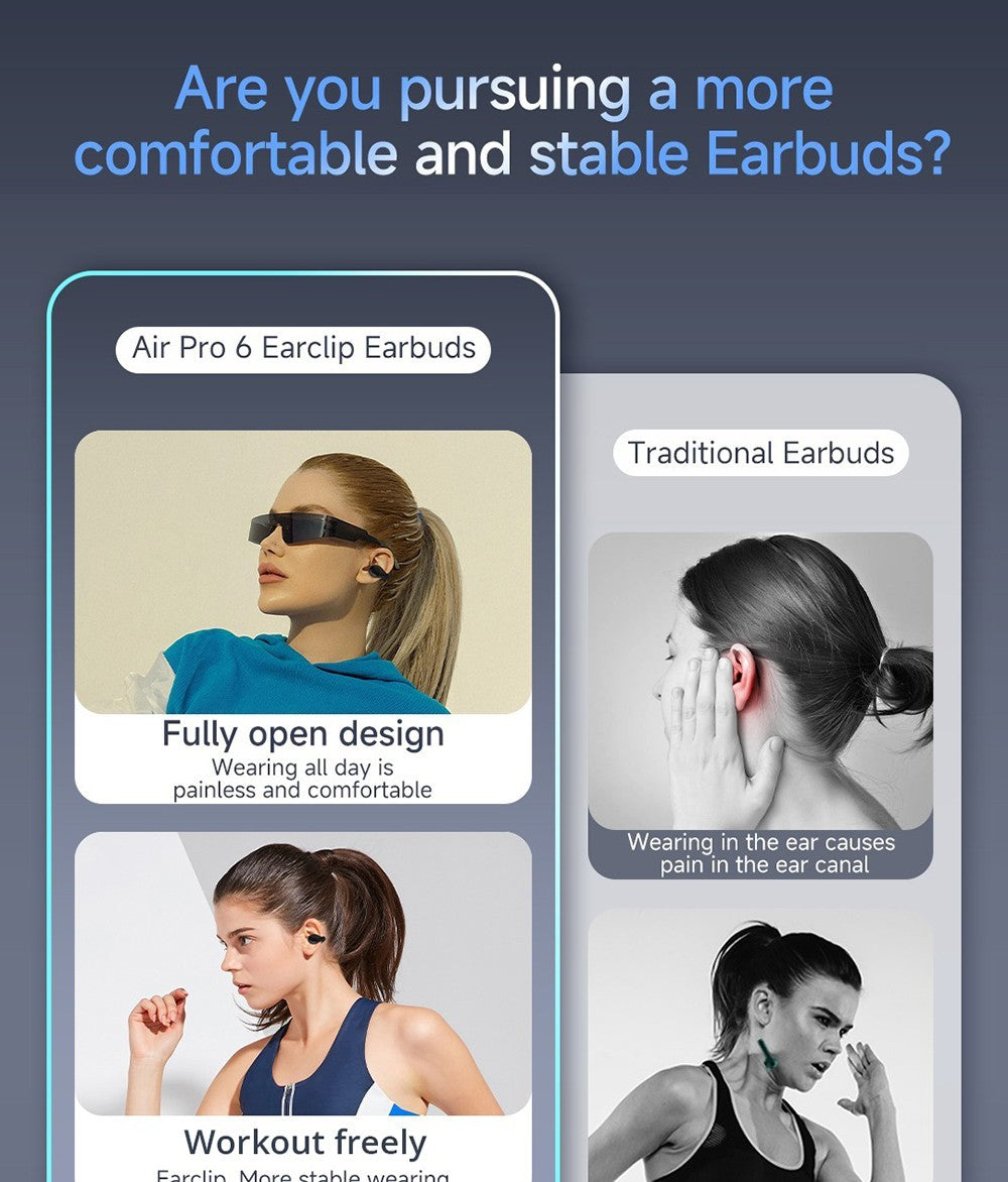 Coowoo Air Pro 6 Bluetooth sluchátka s klipem do uší - bílá