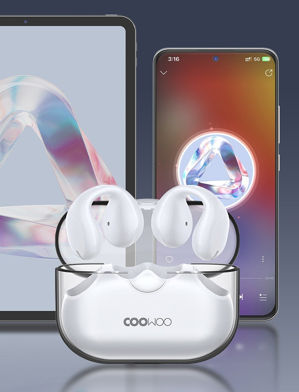 Coowoo Air Pro 6 Bluetooth sluchátka s klipem do uší - bílá