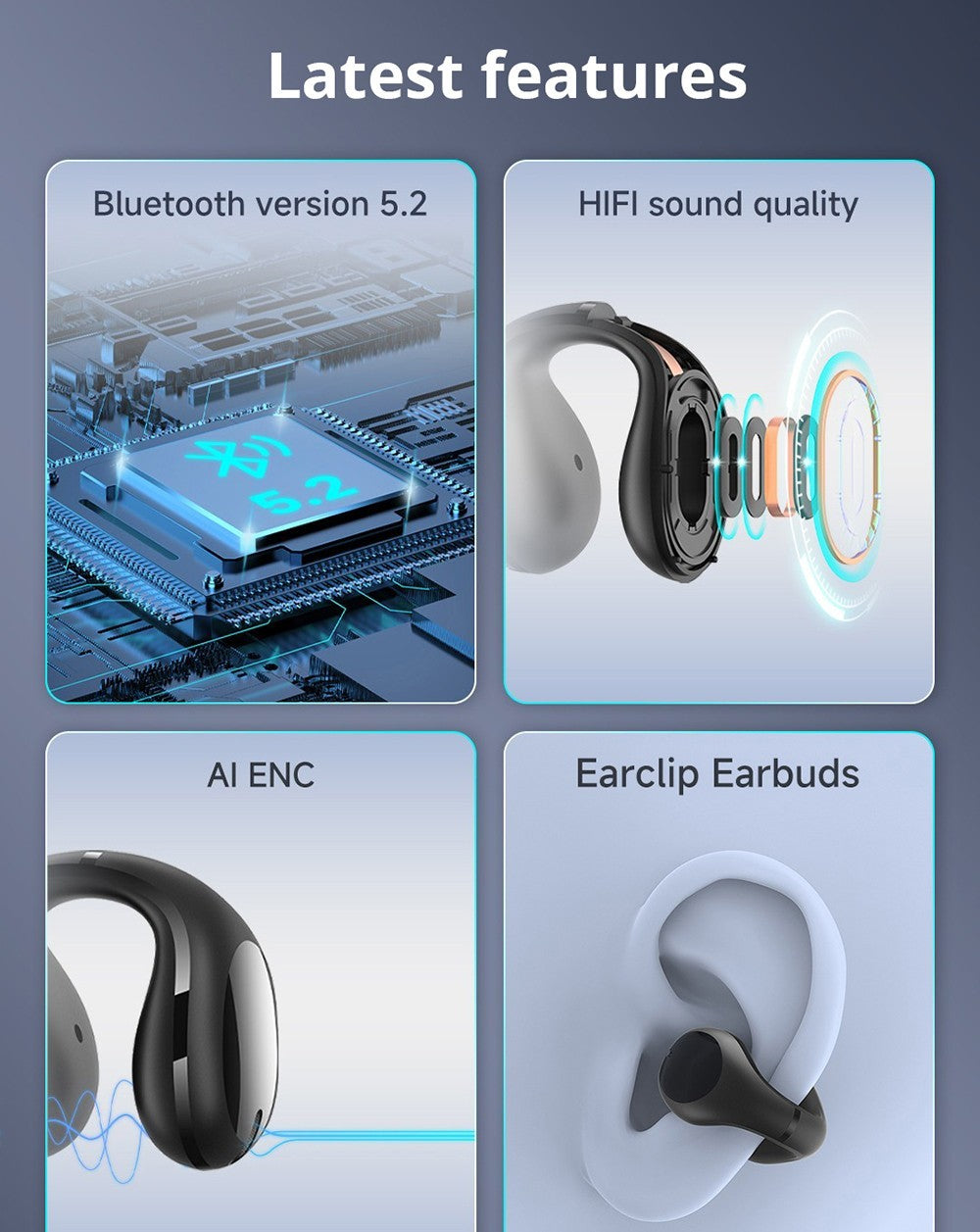 Coowoo Air Pro 6 Bluetooth sluchátka s klipem do uší - bílá