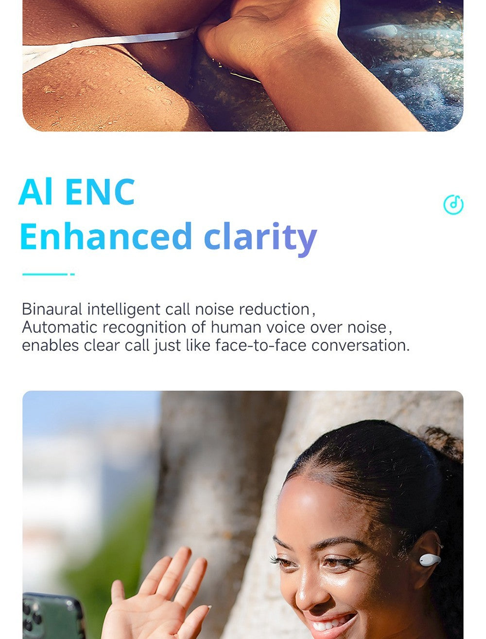 Coowoo Air Pro 6 Bluetooth sluchátka s klipem do uší - bílá