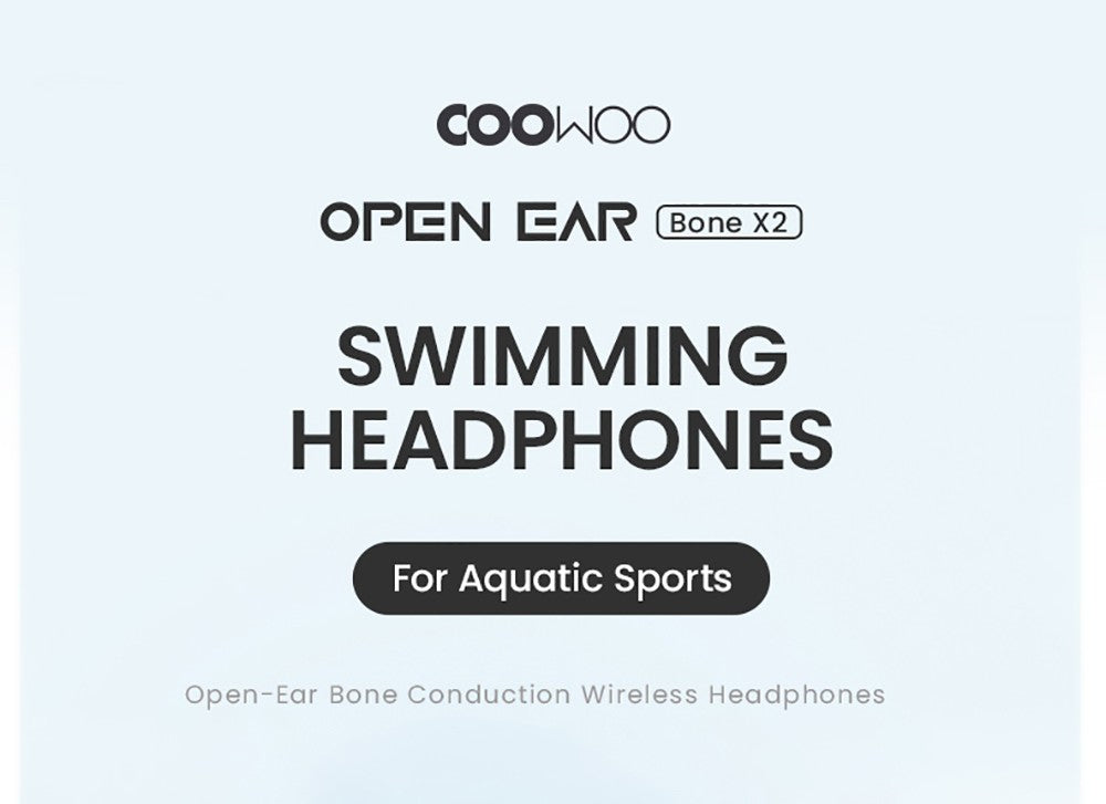 Sluchátka Coowoo OPEN EAR BONE-X2 s kostním vedením pro plavání, vodotěsná s IP68, Bluetooth 5.2, 8GB úložiště - černá