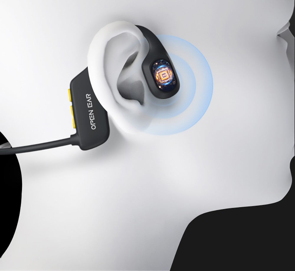 Sluchátka Coowoo OPEN EAR BONE-X2 s kostním vedením pro plavání, vodotěsná s IP68, Bluetooth 5.2, 8GB úložiště - černá
