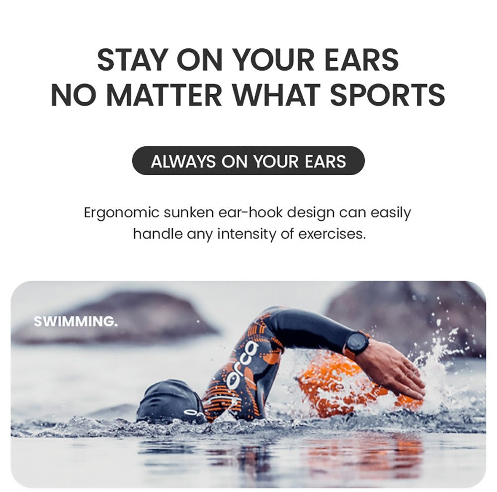 Sluchátka Coowoo OPEN EAR BONE-X2 s kostním vedením pro plavání, vodotěsná s IP68, Bluetooth 5.2, 8GB úložiště - černá