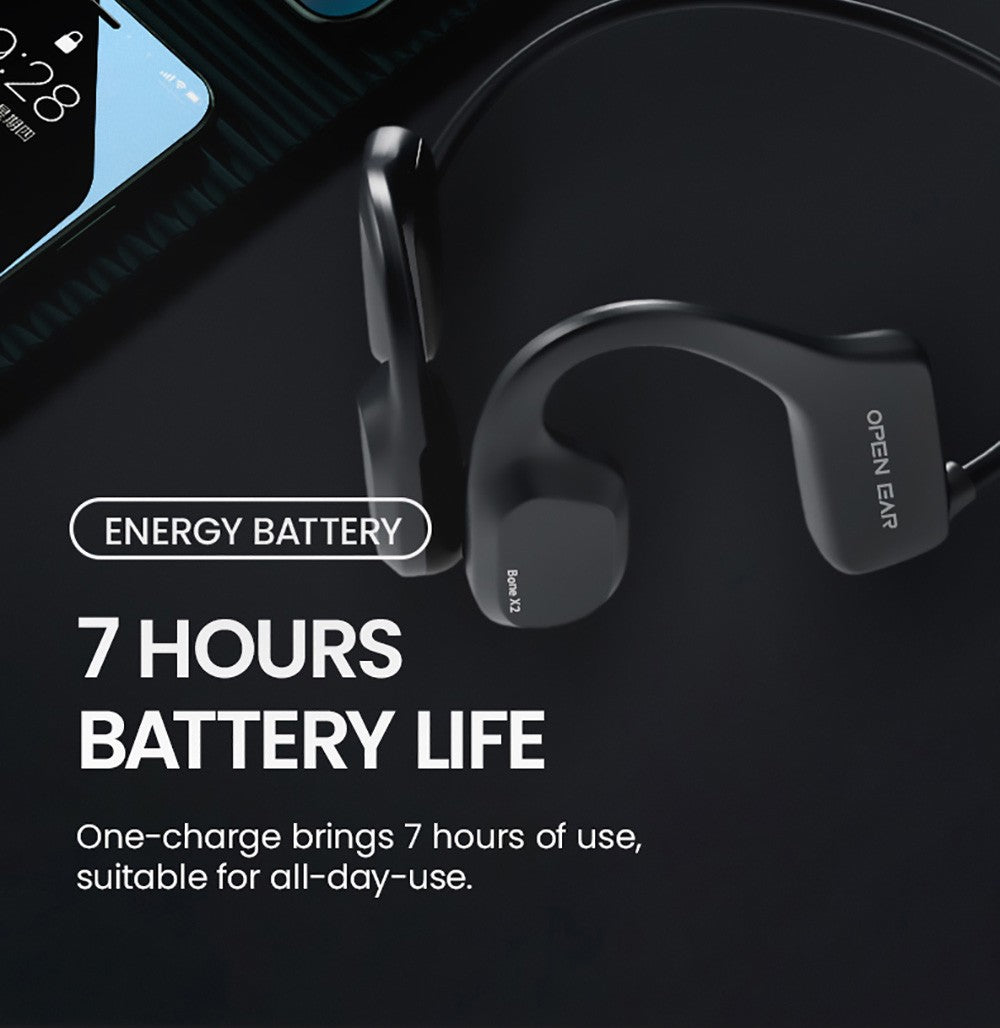 Sluchátka Coowoo OPEN EAR BONE-X2 s kostním vedením pro plavání, vodotěsná s IP68, Bluetooth 5.2, 8GB úložiště - černá