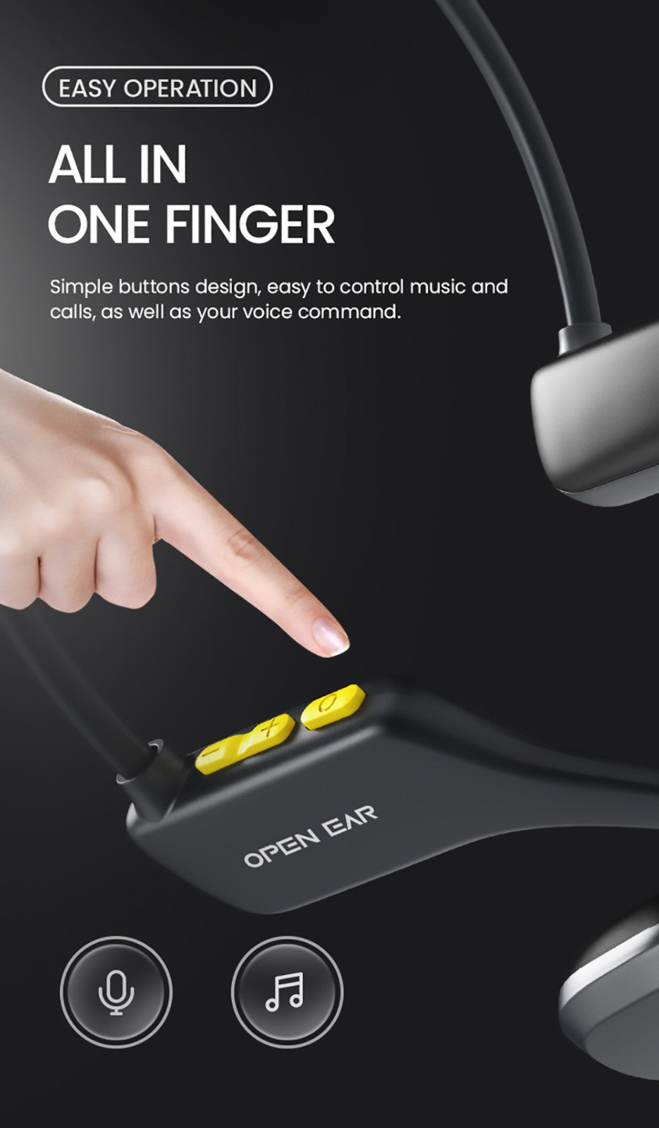 Sluchátka Coowoo OPEN EAR BONE-X2 s kostním vedením pro plavání, vodotěsná s IP68, Bluetooth 5.2, 8GB úložiště - černá