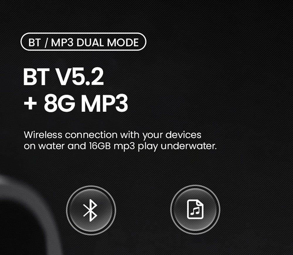 Sluchátka Coowoo OPEN EAR BONE-X2 s kostním vedením pro plavání, vodotěsná s IP68, Bluetooth 5.2, 8GB úložiště - černá