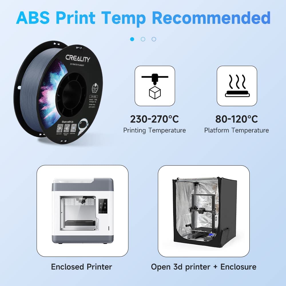 3D tisková struna Creality CR 1,75 mm ABS 1 kg šedá