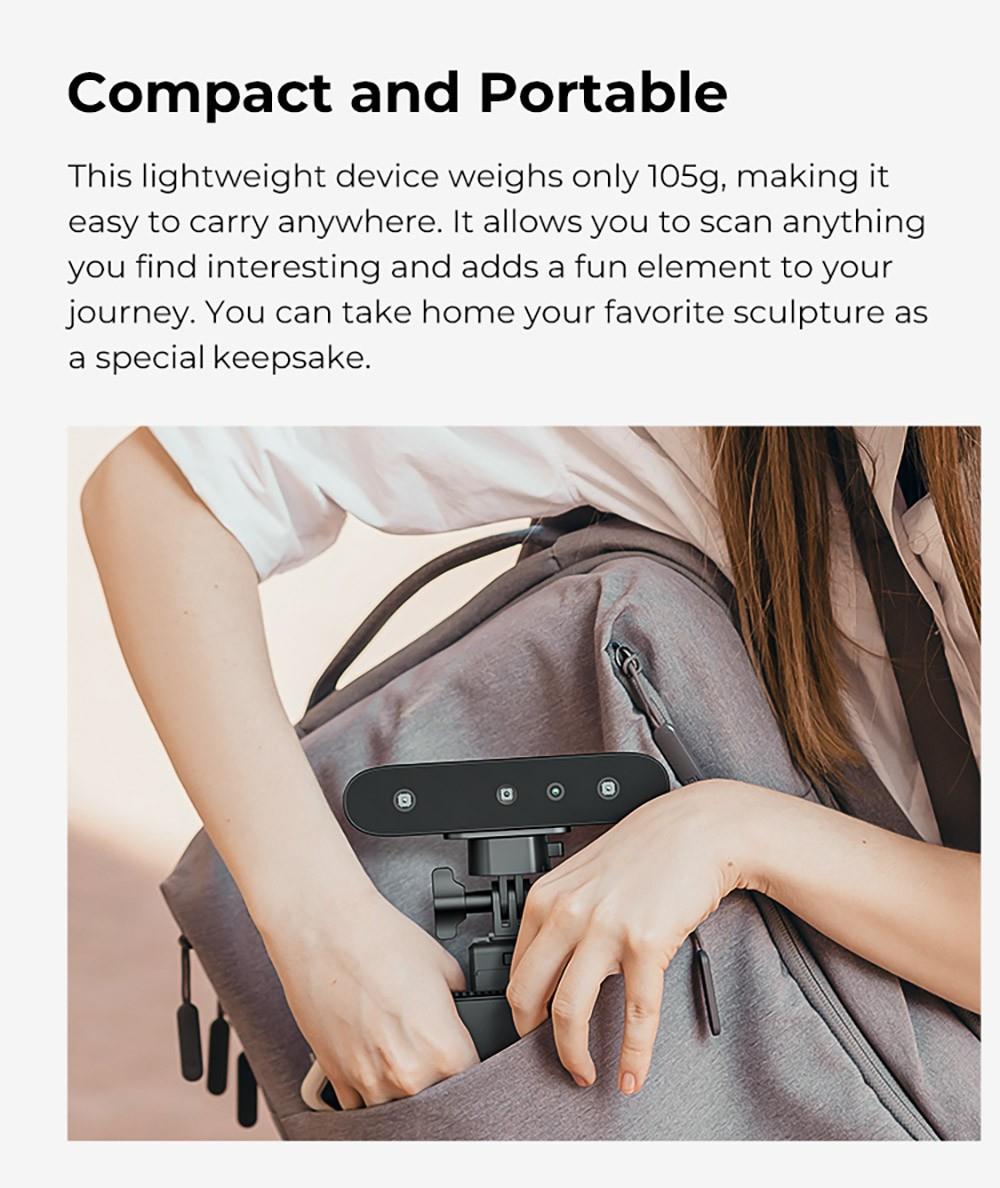 3D skener Creality CR-Scan Ferret Pro, rychlost skenování až 30 fps, přesnost 0,1 mm, pracovní vzdálenost 150–700 mm, rozsah jednoho snímání 560*820 mm, minimální skenovací vzdálenost 150x150 mm, bezdrátové připojení