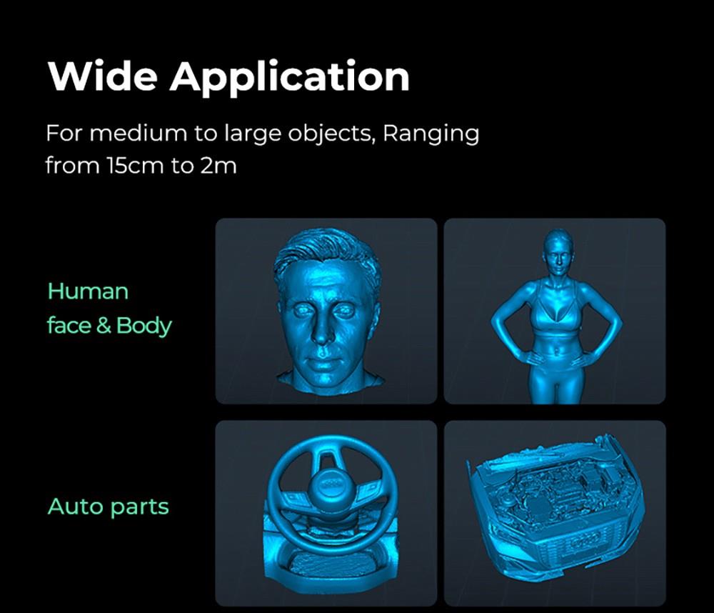 3D skener Creality CR-Scan Ferret Pro, rychlost skenování až 30 fps, přesnost 0,1 mm, pracovní vzdálenost 150–700 mm, rozsah jednoho snímání 560*820 mm, minimální skenovací vzdálenost 150x150 mm, bezdrátové připojení