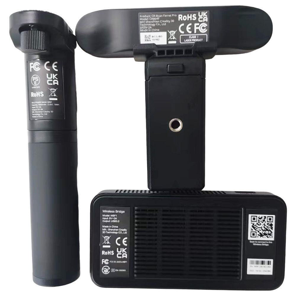 3D skener Creality CR-Scan Ferret Pro, rychlost skenování až 30 fps, přesnost 0,1 mm, pracovní vzdálenost 150–700 mm, rozsah jednoho snímání 560 x 820 mm, minimální skenovací vzdálenost 150 x 150 mm, bezdrátové připojení