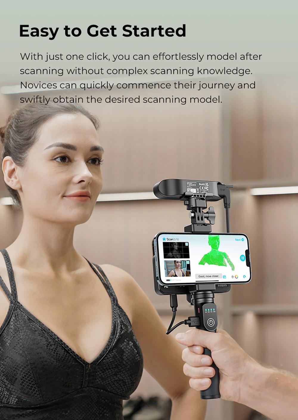 3D skener Creality CR-Scan Ferret Pro, rychlost skenování až 30 fps, přesnost 0,1 mm, pracovní vzdálenost 150–700 mm, rozsah jednoho snímání 560*820 mm, minimální skenovací vzdálenost 150x150 mm, bezdrátové připojení